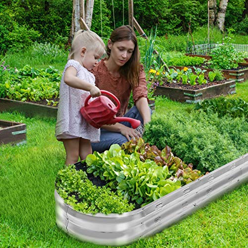 Silver Galvanized Metal Raised Garden Bed Kit E83241