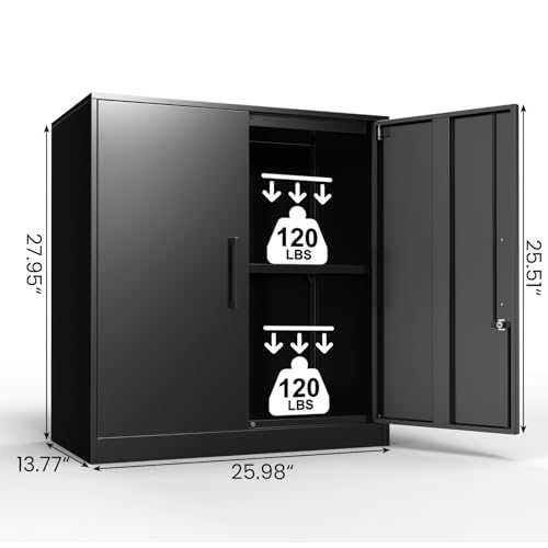 Black & Grey Steel Wall Mounted Storage Cabinet with Lock D7467