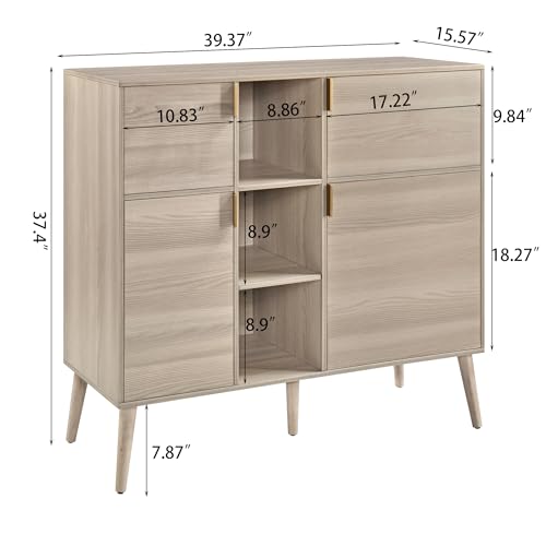 Storage Cabinet with Doors and Shelves, 4 Doors 3 Open Shelves J259733