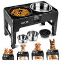 6 Height Adjustable Raised Dog Bowls with 2 Stainless Steel & 1 Slow Feeder Dog Food Bowls, Non-Slip Dog Food Stand with Catchment Drawer I9979