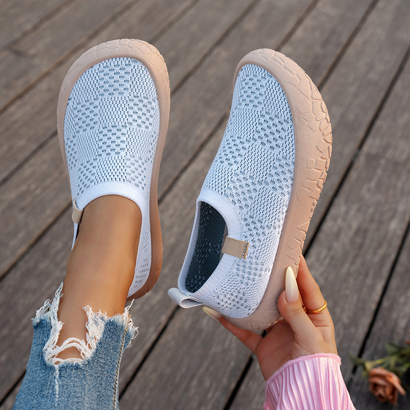 Women's Slip-On Canvas Shoes Casual Graffiti Print Sneakers Breathable Knit Non-Slip Lightweight Walking Shoes