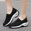 Women's Slip On Air Cushion Platform Sneakers Breathable Knit Walking Shoes Comfort Wedge Casual Loafers