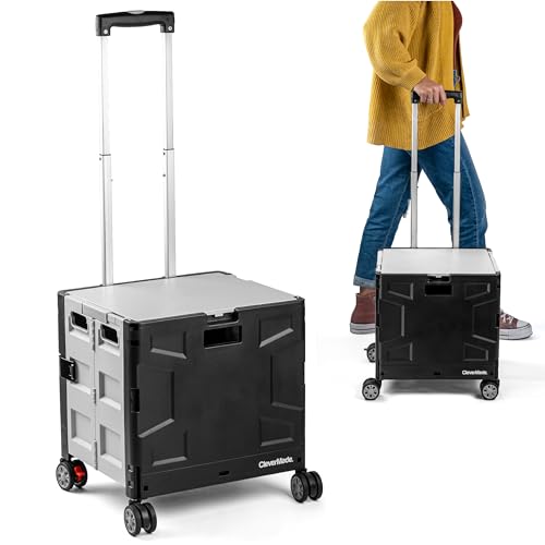 35L Black/Cream Collapsible Wheeled Crate with Lid Z29063