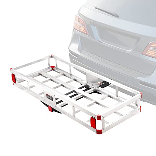 50 x 29.5 x 8.7 inch 500lbs Capacity Aluminum Hitch Cargo Carrier with Folding Ramp W2269
