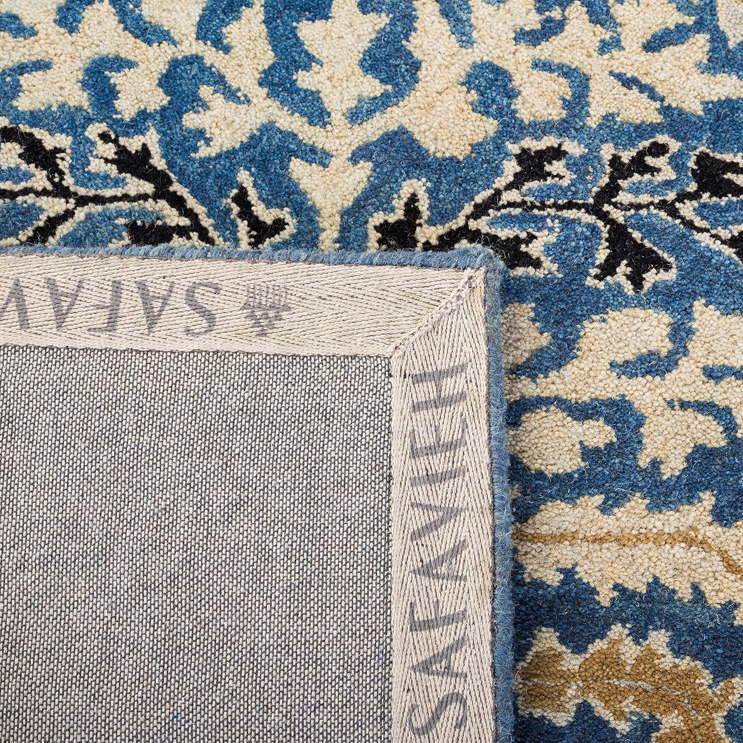 X-Large Dark Blue & Multi Handmade Traditional Oriental Wool Area Rug C99656