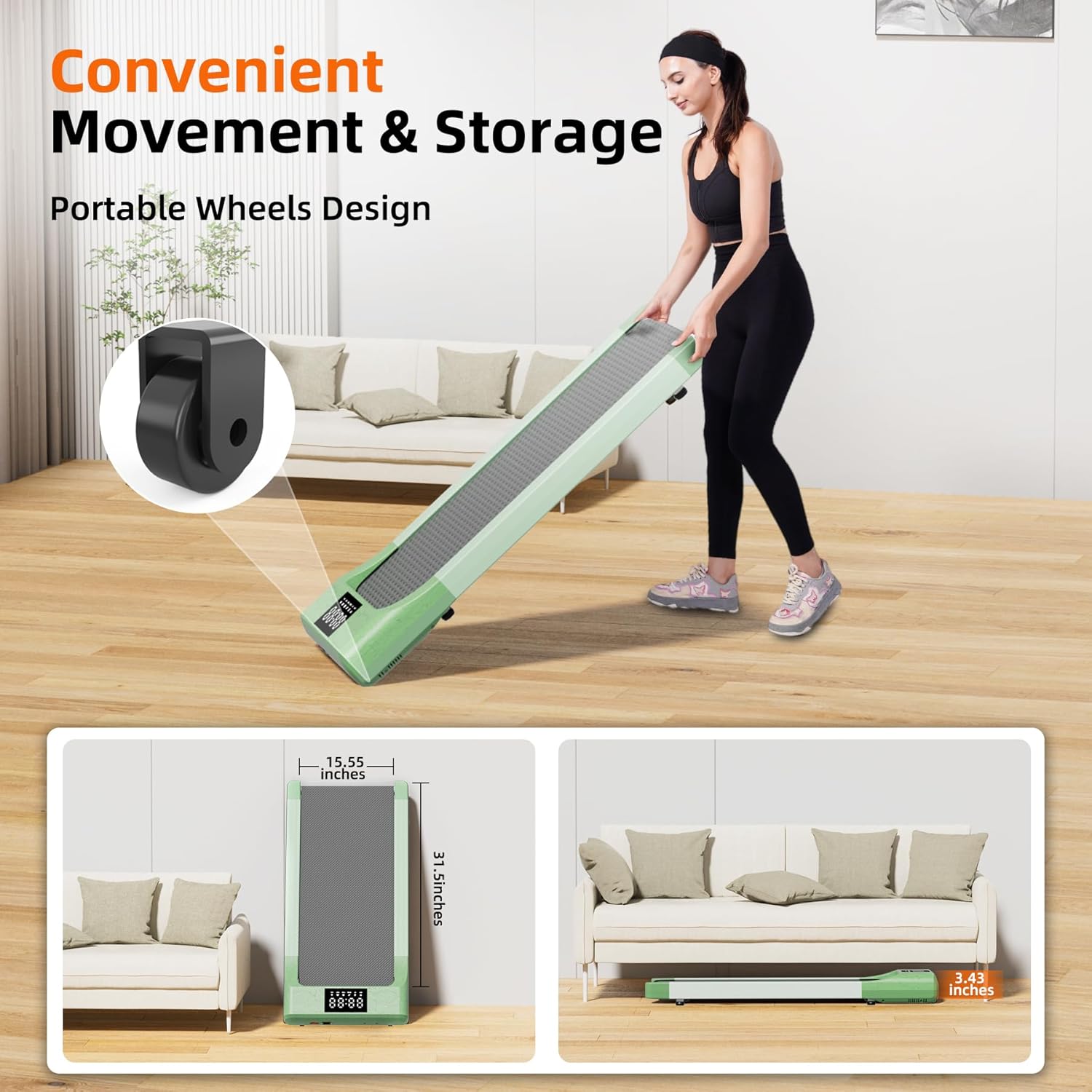 Walking Pad Under Desk Treadmill with LED Display W169373