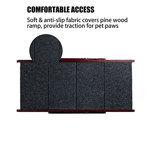 Wooden Pet Stairs Foldable Stairs & Ramp Portable Dog Ladder (Brown) P45155