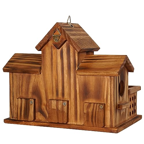 3 Hole Hanging Birdhouse with Bird Feeder T69056