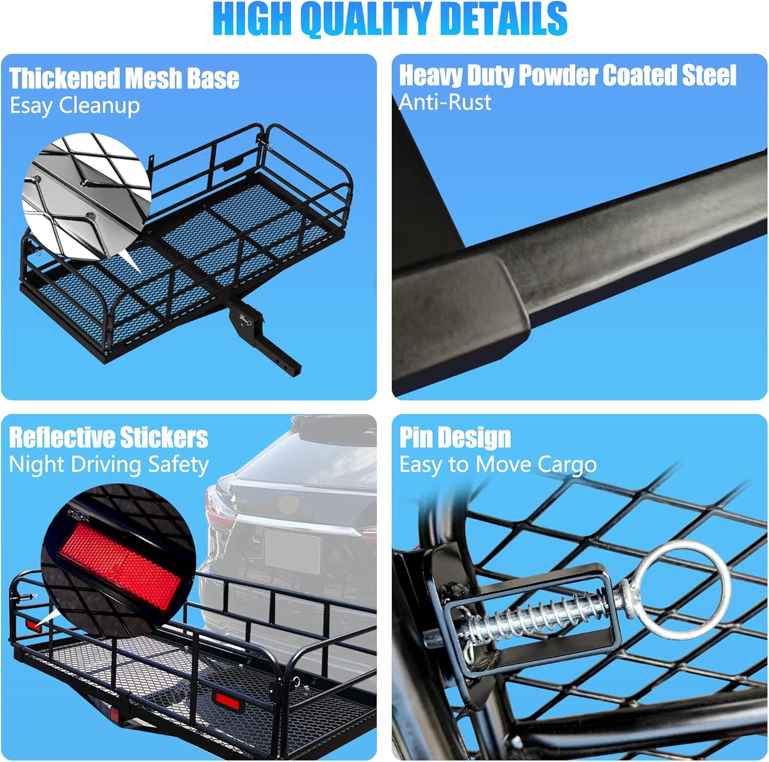 500 Lbs Heavy Duty Folding Hitch Mount Cargo Carrier 60"x24"x14.4" for 2" Receiver Q5248