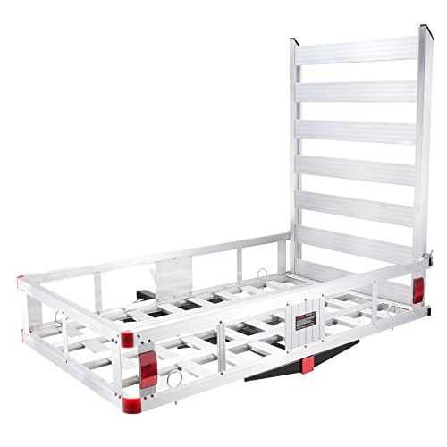 50 x 29.5 x 8.7 inch 500lbs Capacity Aluminum Hitch Cargo Carrier with Folding Ramp W2269