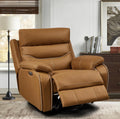 38" Dual Motor Rocking and Swivel Single Sofa Recliner Chair, Power Headrest, Yellow Brown R819636