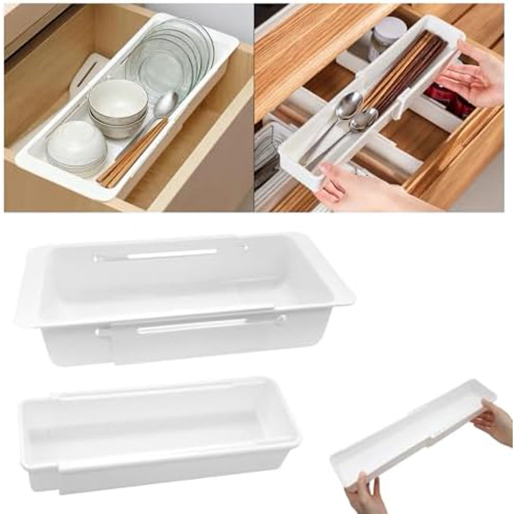 2 Pack White Hanging Drawer Organizer with Non-Hanging Sliding Storage Trays X601190