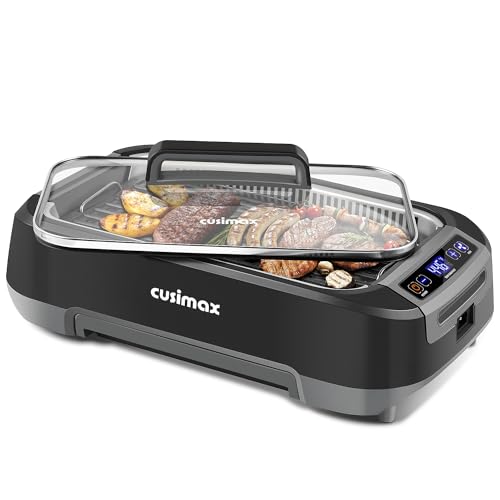 1500W Smokeless Indoor Grill with Lid, Non-stick Removable Grill Plate S45229