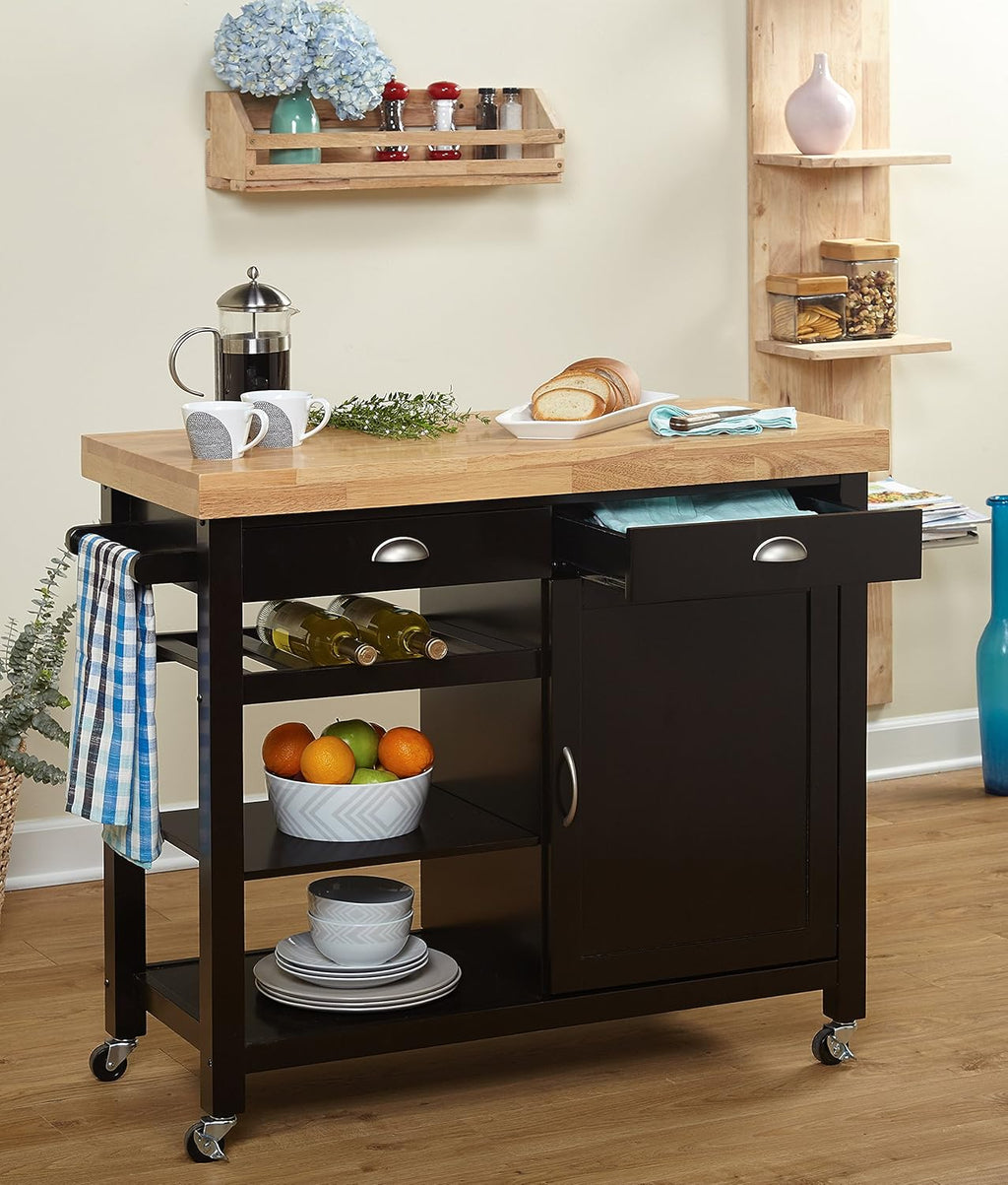 Wenge/Natural Storage Kitchen Cart D617234