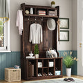 White Hall Tree with Storage Bench and 6 Hooks Z912