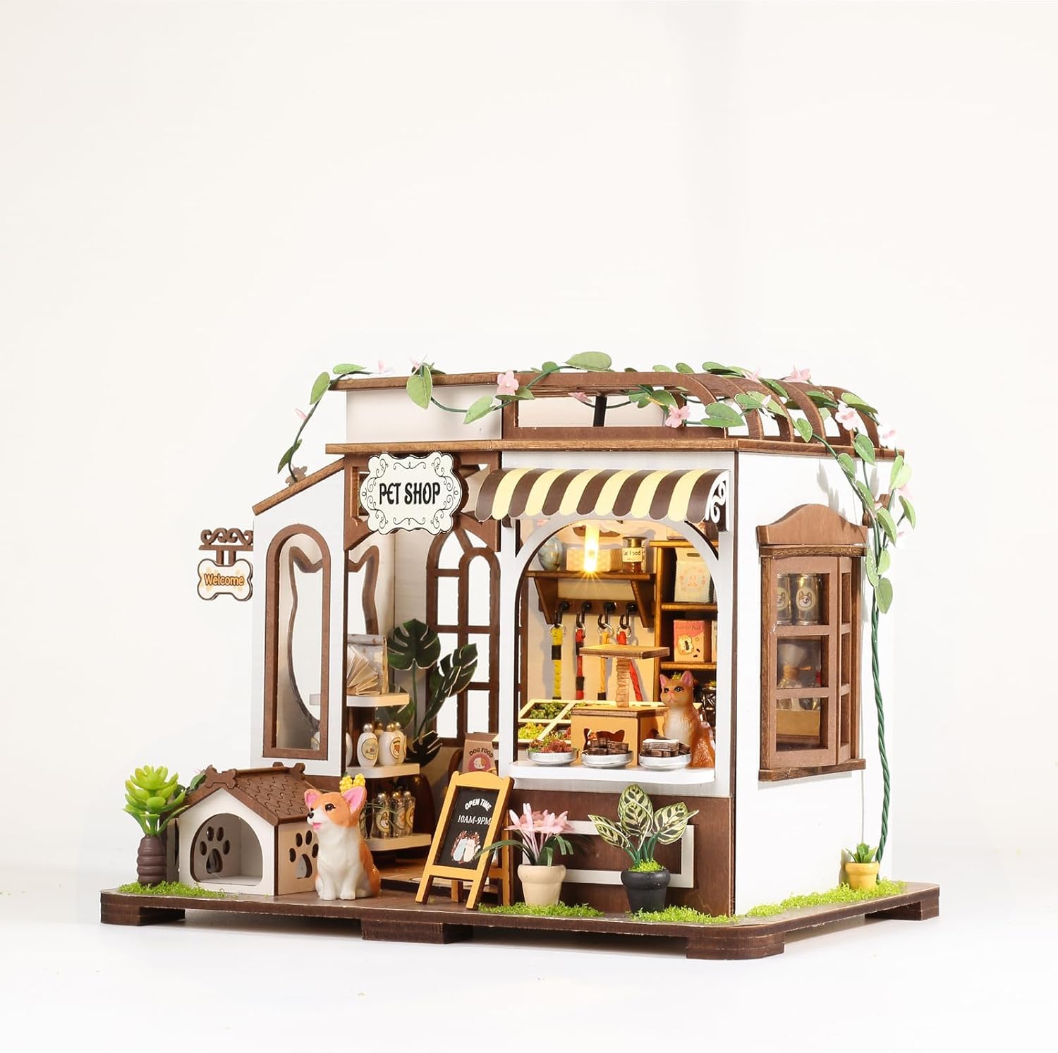 3D Wooden Miniature Dollhouse Kit with Furniture and Light U2559