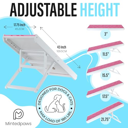 43" Long Adjustable Grey Anti-Slip Rubber Dog Ramp V5665