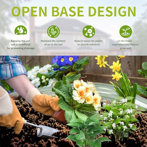 Oval Metal Raised Garden Bed, 0.8MM Thick, Silver, 6X3X1FT A2435