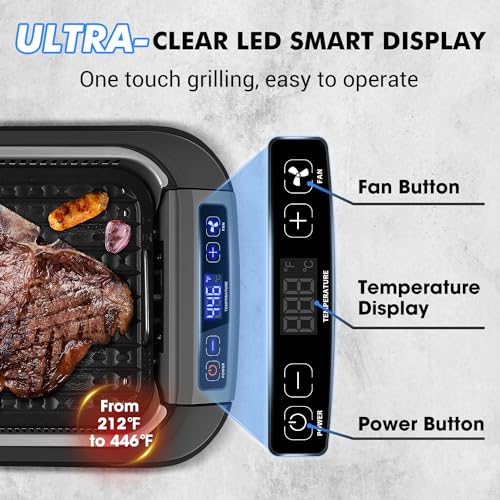 1500W Smokeless Indoor Grill with Lid, Non-stick Removable Grill Plate S45229