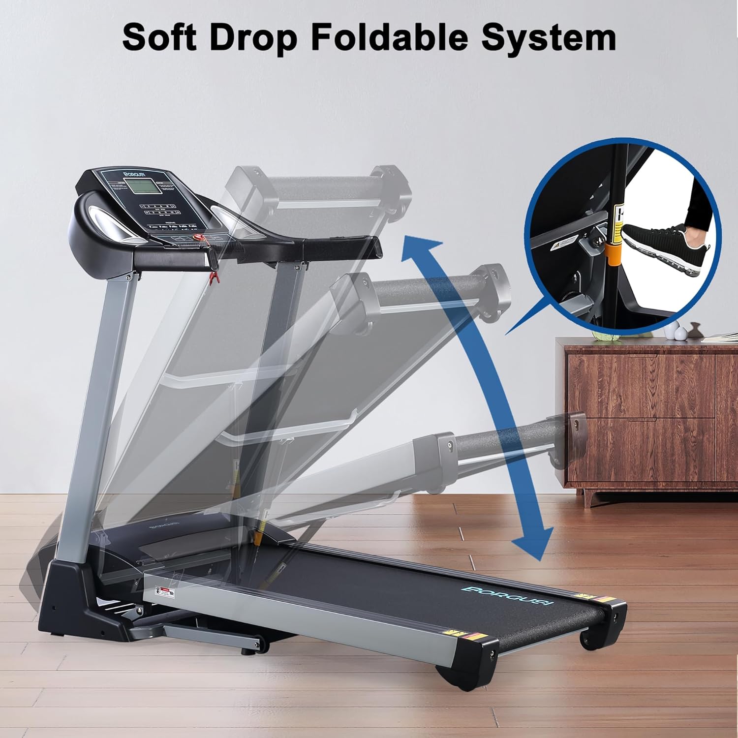 Folding Electric Treadmill with 15% Auto Incline, 350 LBS Capacity, 3.5 HP, 20" Wide Tread Belt, Max 10MPH Speed L6006