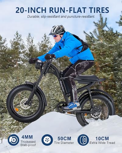 1500W Moped Style Electric Bike, 20 Inch Fat Tire, 6-Layer Full Suspension Ebike, 15.6AH Removable Battery J439108