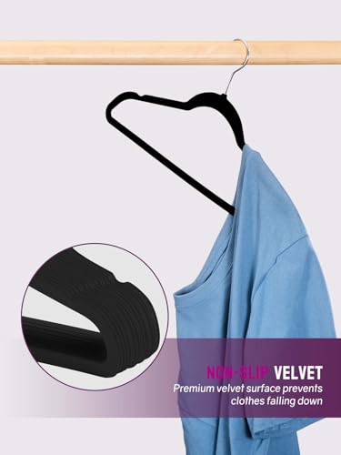50 Pack Non-Slip Velvet Clothes Hangers with Swivel Hook K75743
