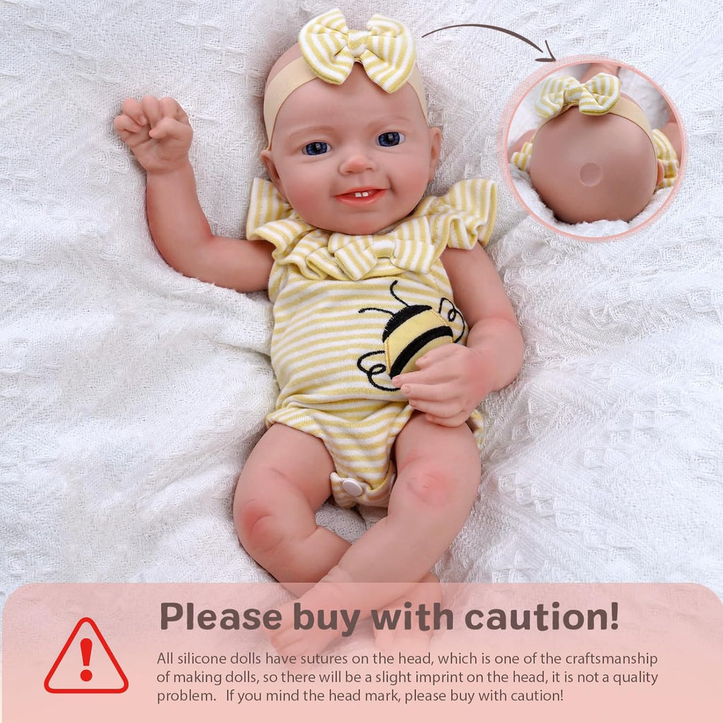 16-Inch Full Platinum Silicone Realistic Newborn Baby Dolls U962