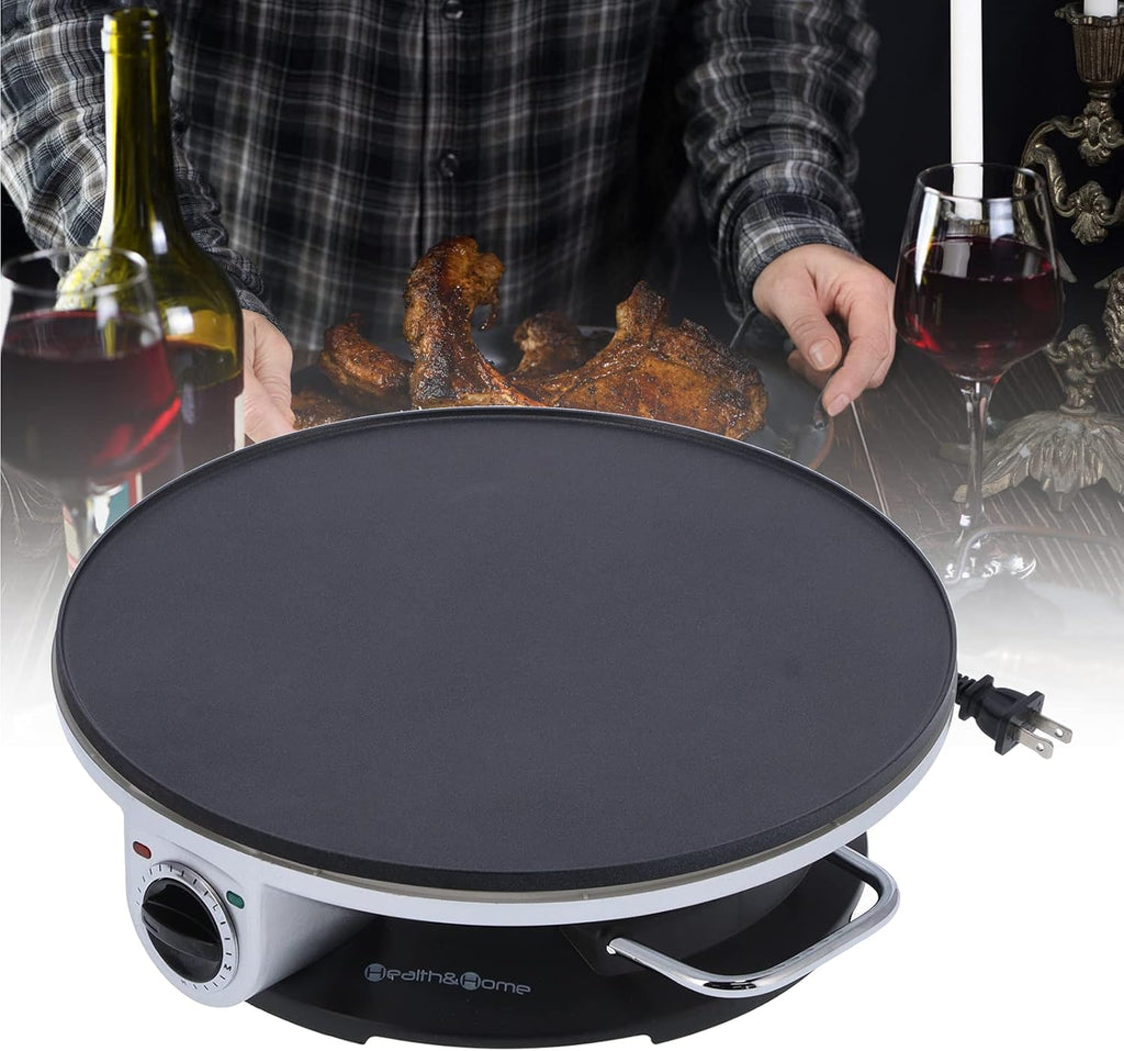 13in Non Stick Electric Crepe Maker with Temperature Control Knob Q528457