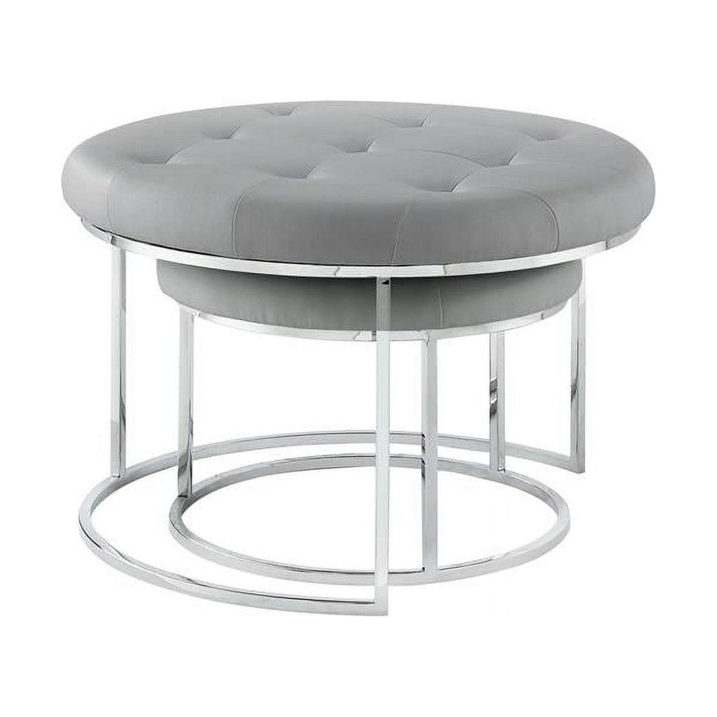Gray Faux Leather Nesting Ottoman Set of 2 A13898
