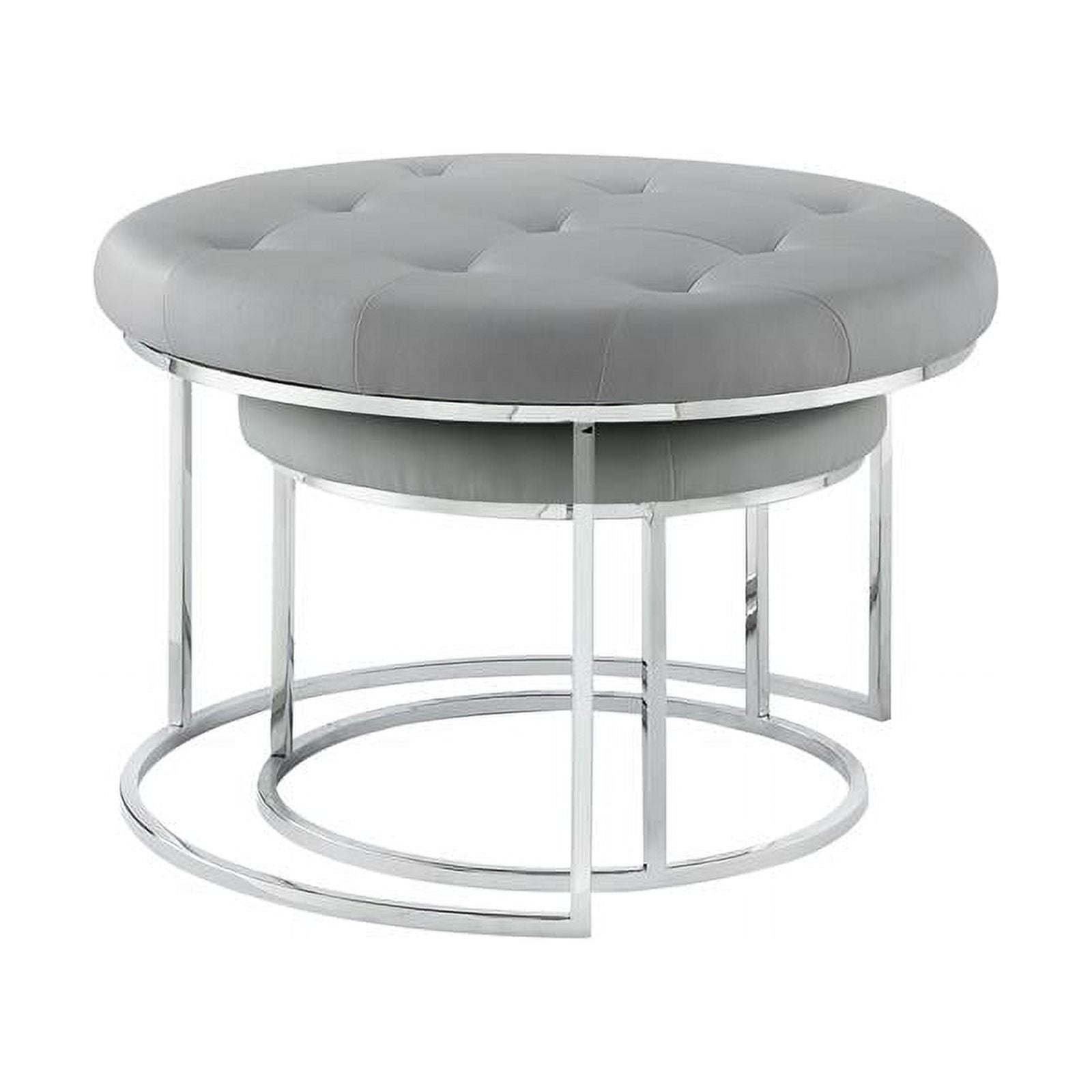 Gray Faux Leather Nesting Ottoman Set of 2 A13898
