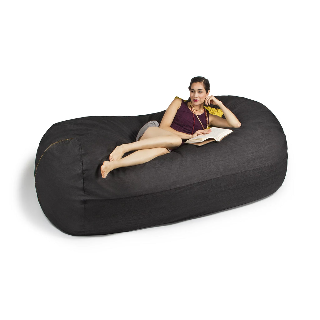 7 ft Dark Denim Bean Bag Sofa E848