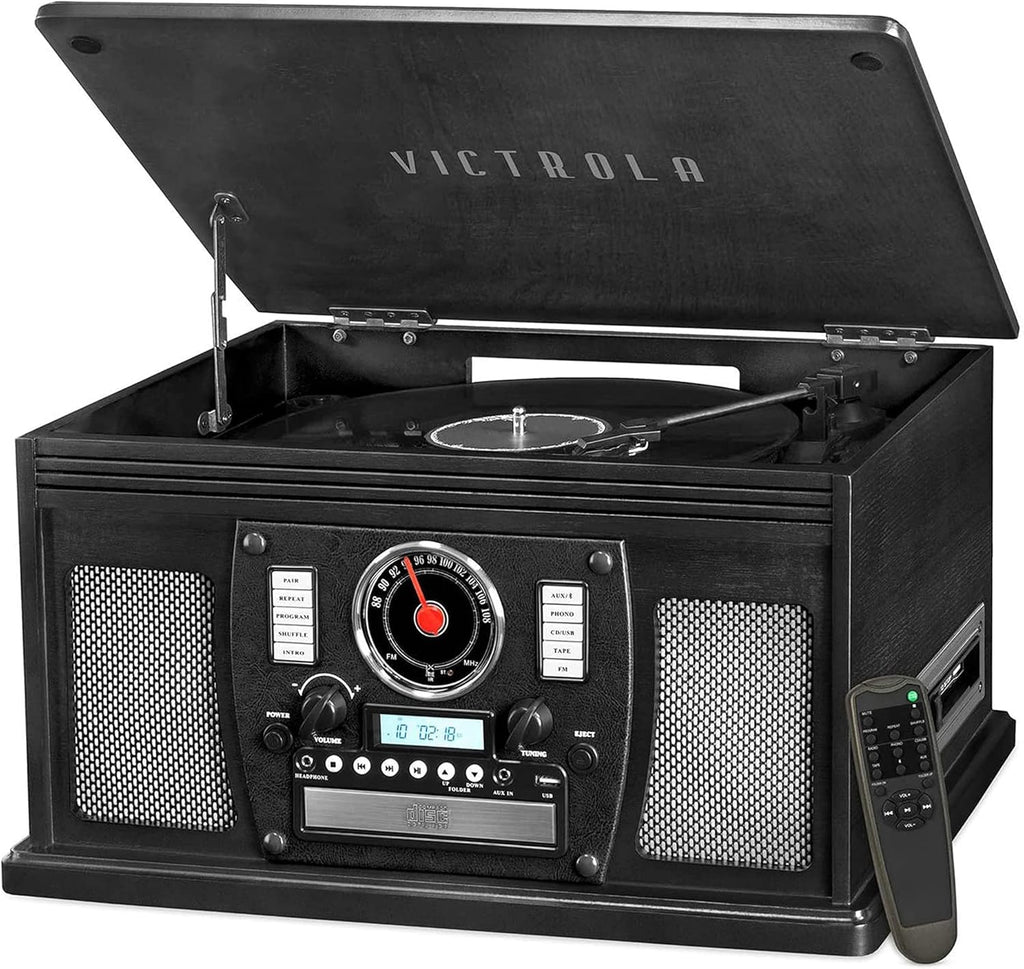Mahogany Bluetooth Record Player with Turntable and Stereo Speakers N23015