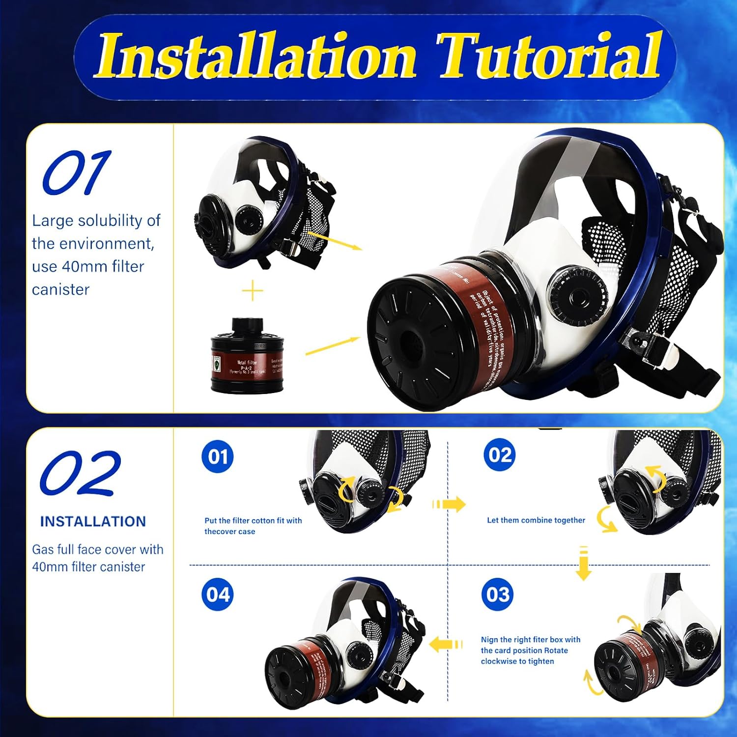 40mm Activated Carbon Filter Tactical Respirator Mask Z777511