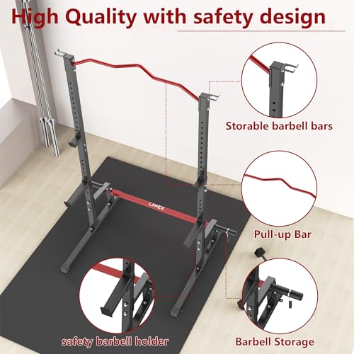 Adjustable Squat Rack Barbell Rack Squat Stand Bench Press Pull Up Home Gym N73100