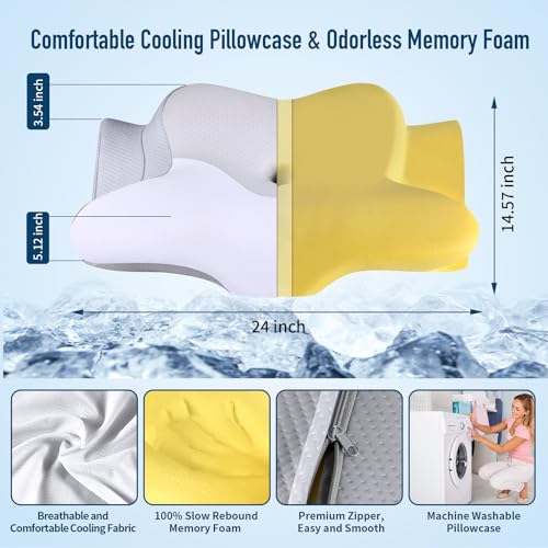 Cooling Contour Memory Foam Cervical Pillow with Pillowcase X3472