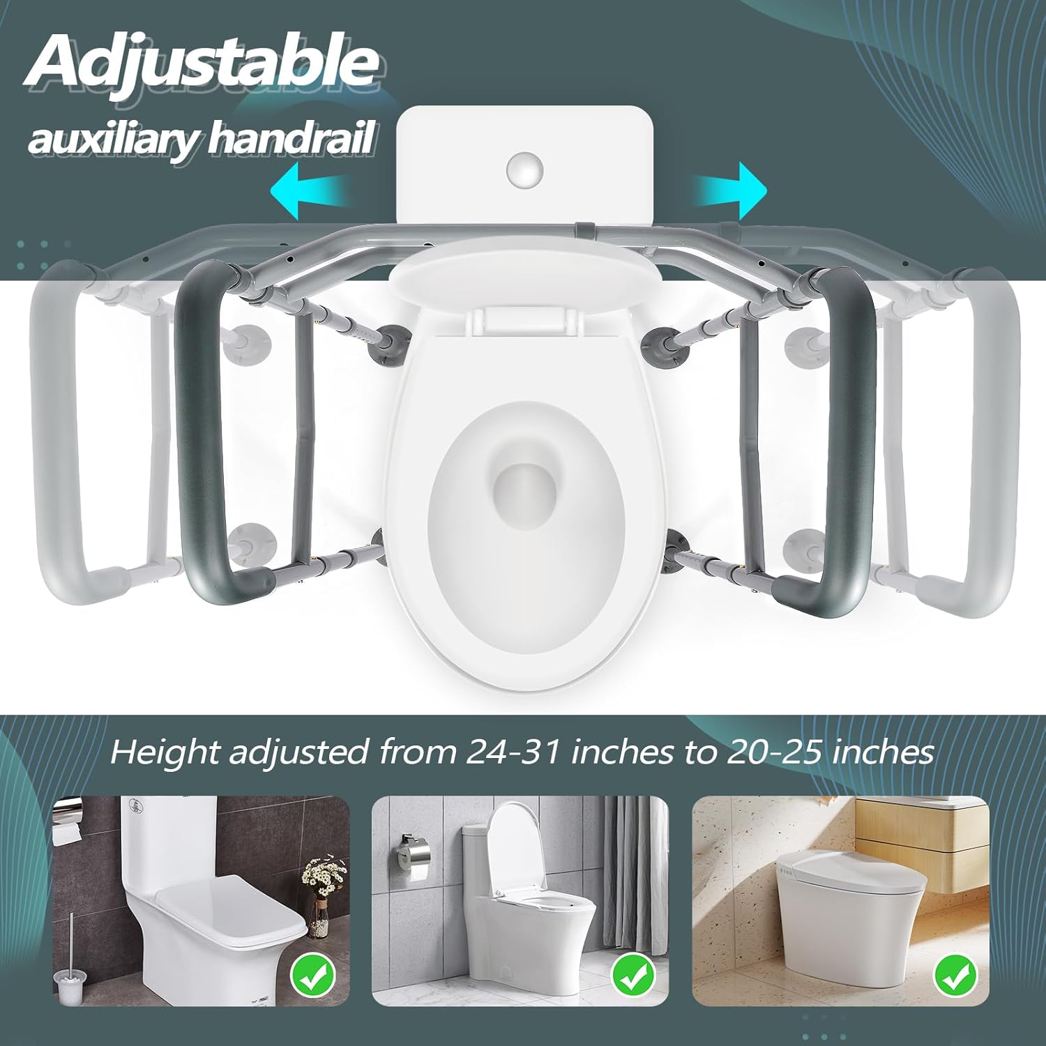 Adjustable Detachable Toilet Safety Frame with Arms J366316