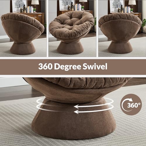 Yellow Chenille Upholstered Swivel Papasan Chair E560