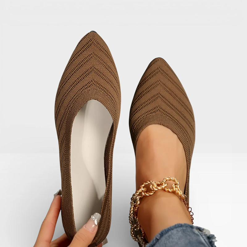 Breathable Knit Pointed Toe Flat Shoes Comfort Slip On Walking Flats for Women