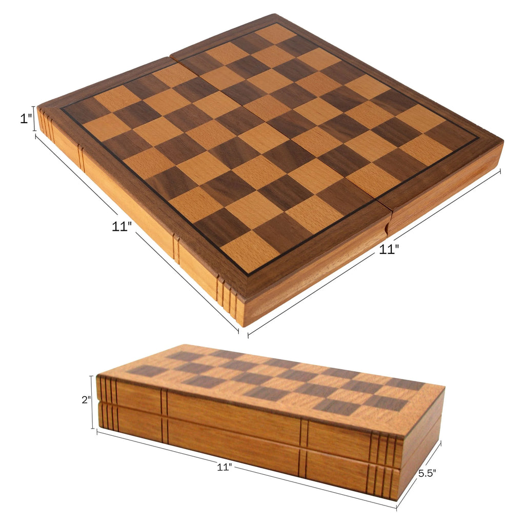 Wooden Book Style Chess Board with Staunton Chessmen D980