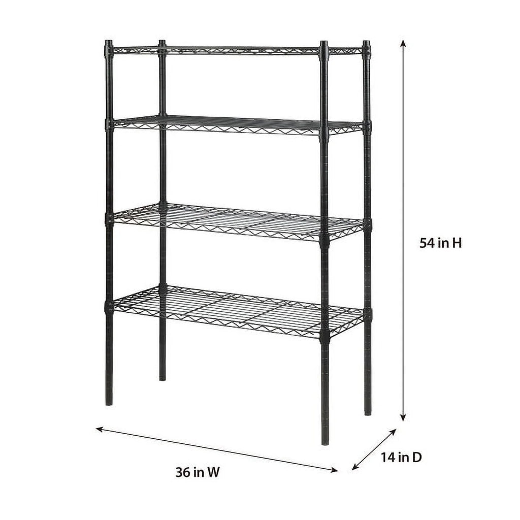 Black 4 Tier Wire Shelf Unit Q3118