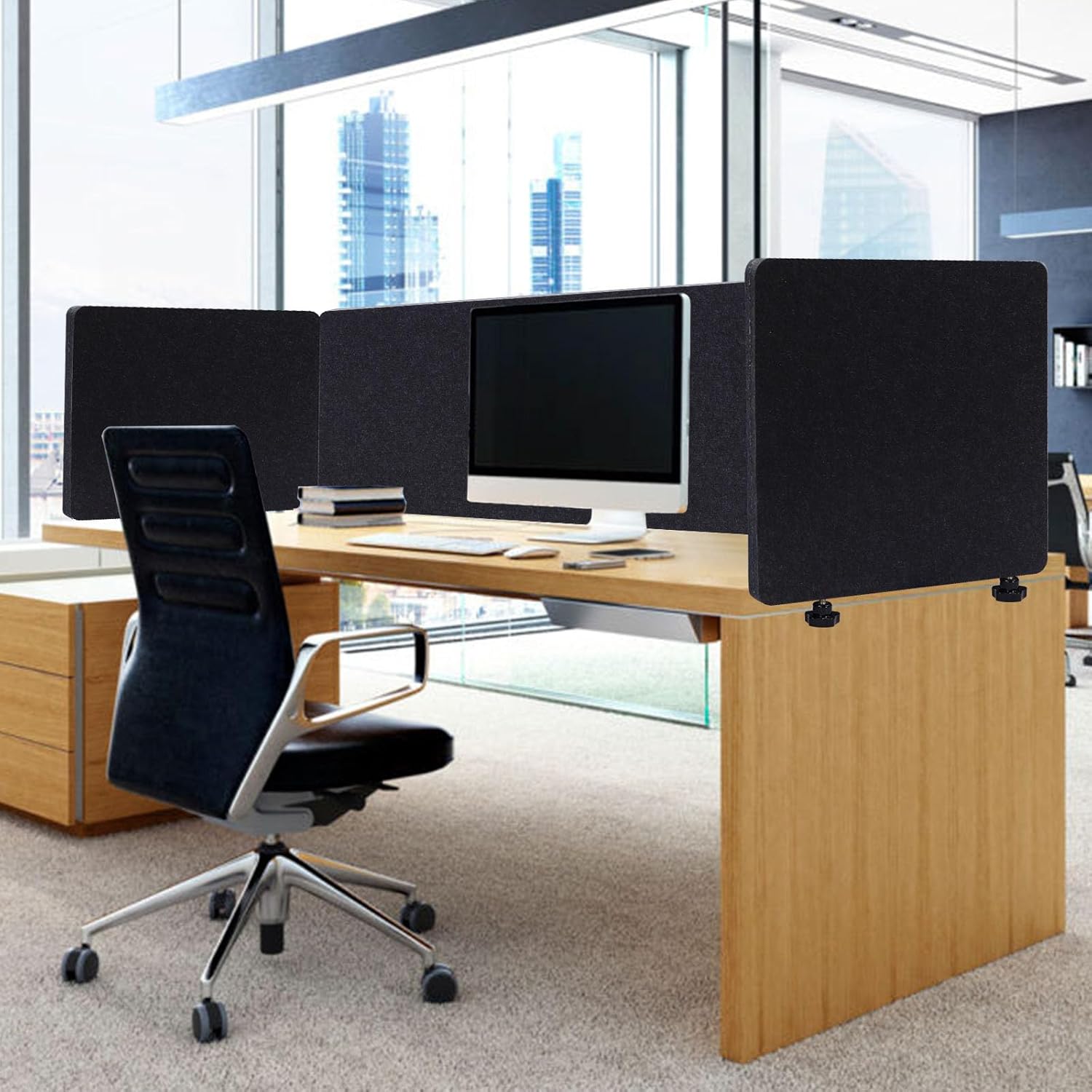 Dark Gray Acoustic Desk Privacy Panel, 59"L x 24"W V38311