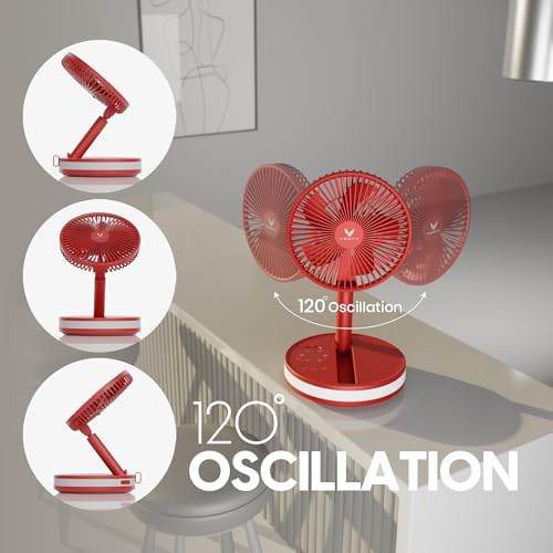 Portable Battery Operated Fan with LED Lighting and Remote Control (Black with Case) D553
