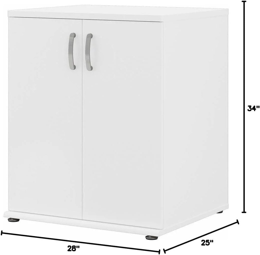White Engineered Wood Laundry Room Cabinet with Doors V921