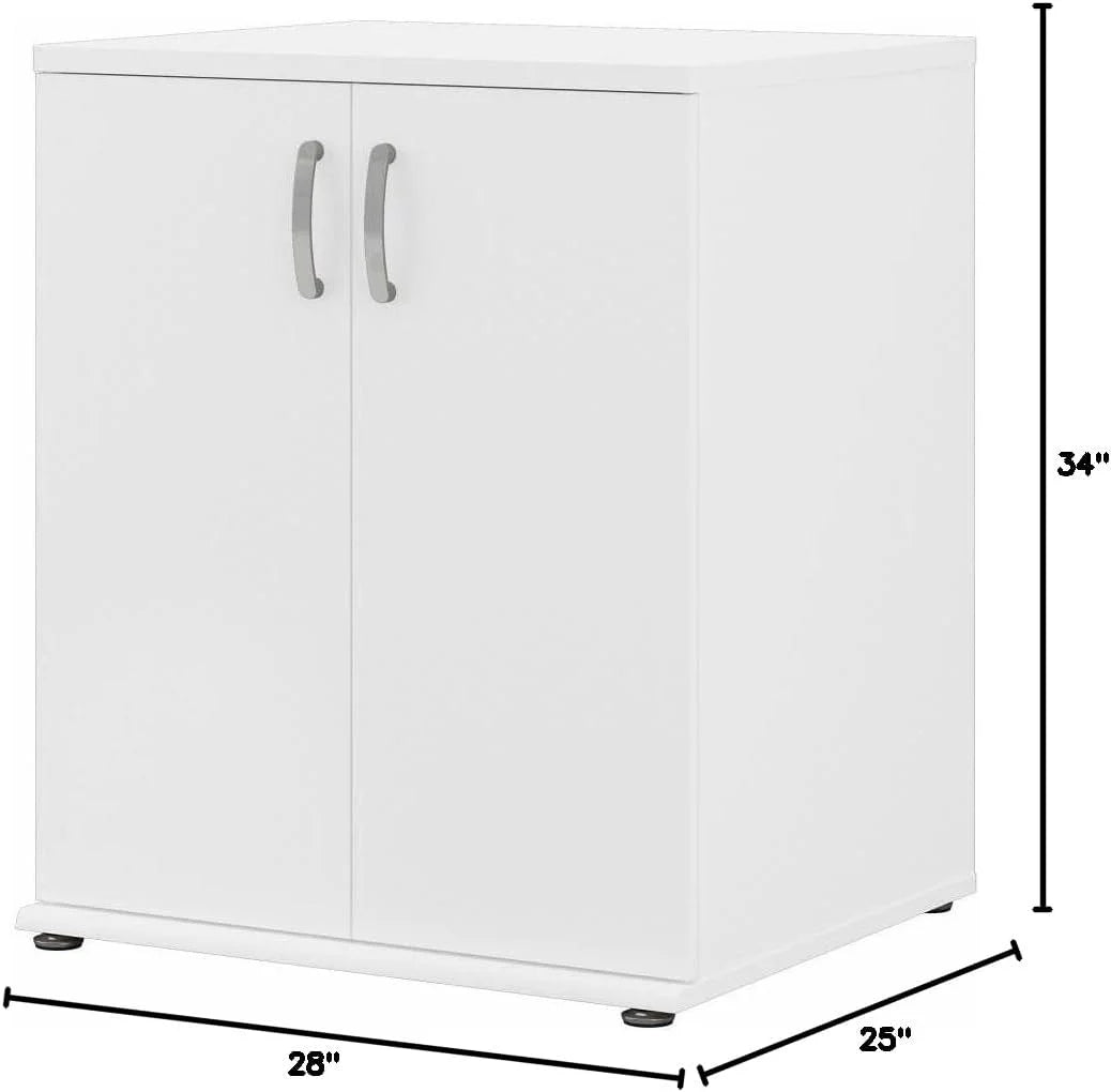White Engineered Wood Laundry Room Cabinet with Doors V921