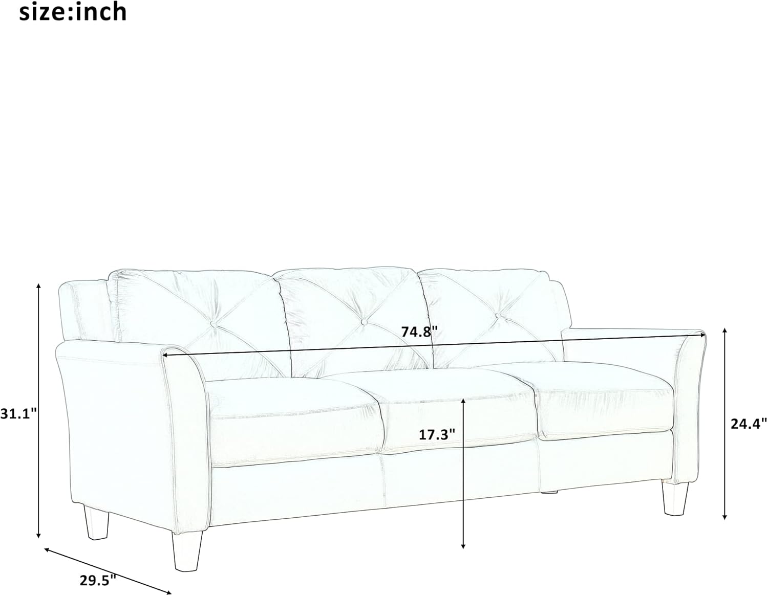 Black 3 Piece Sofa Set T4204