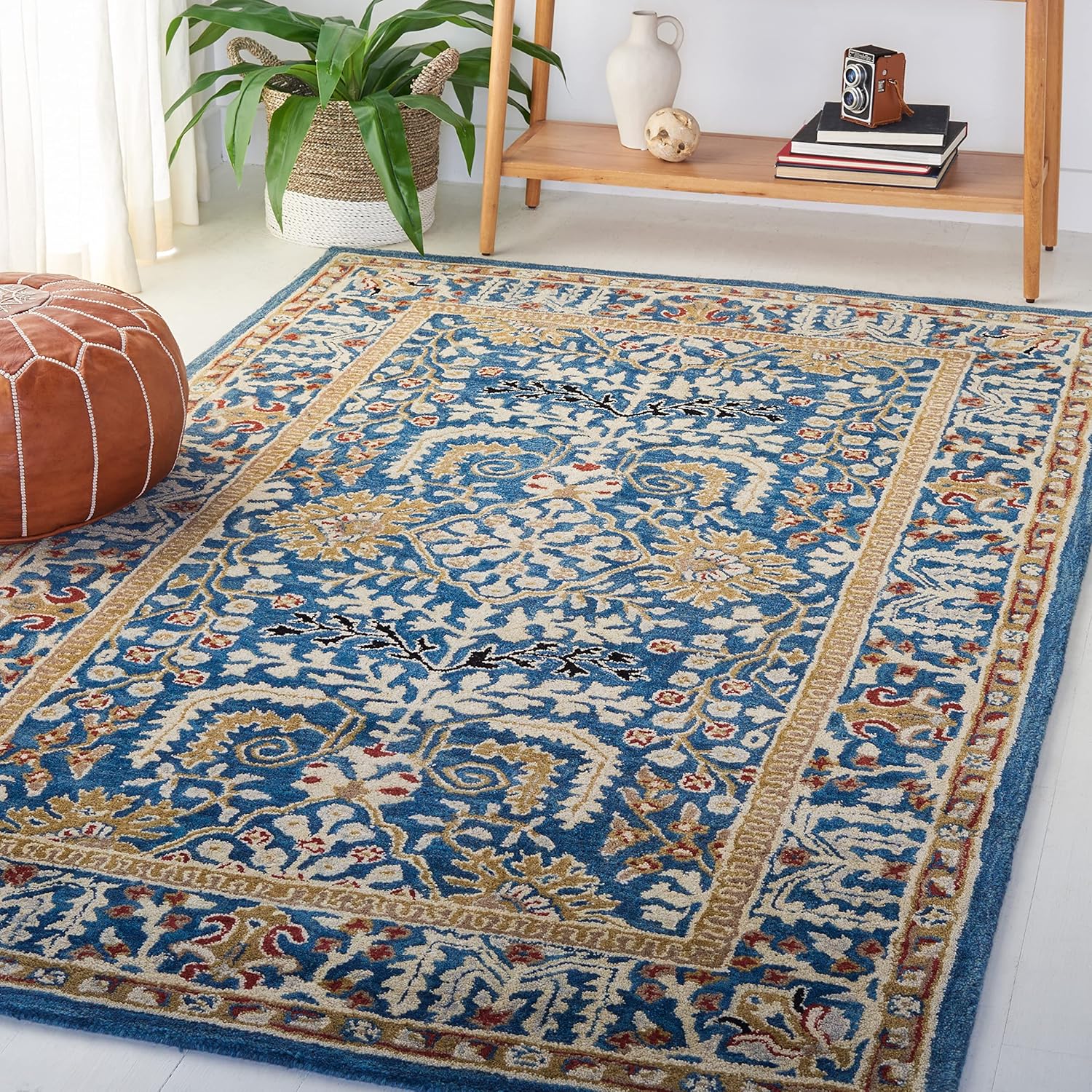 X-Large Dark Blue & Multi Handmade Traditional Oriental Wool Area Rug C99656