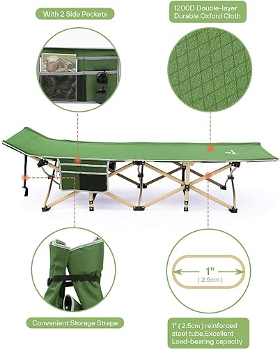 Camping Cot with Mattress Max Load 450 LBS Heavy Duty Portable Folding Bed G366285