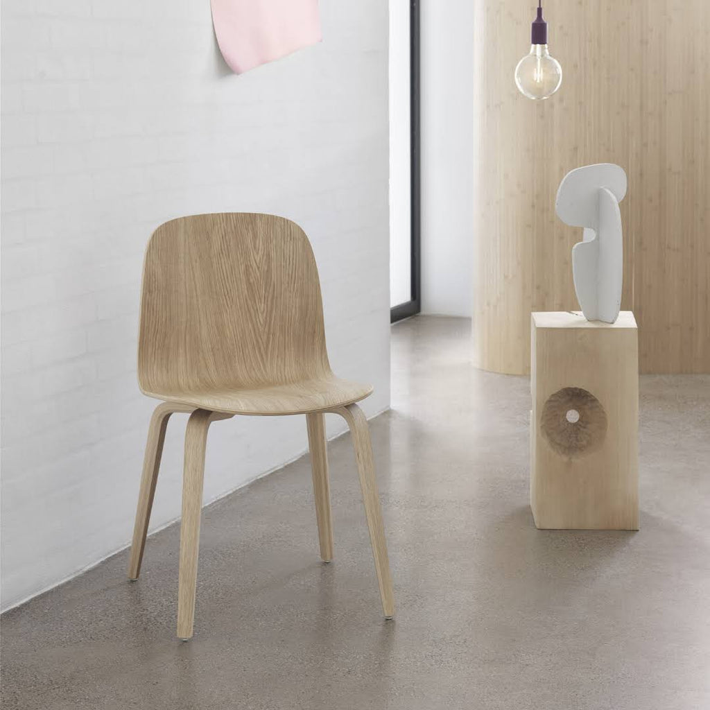 Oak / White Chair with Wood Base F188242