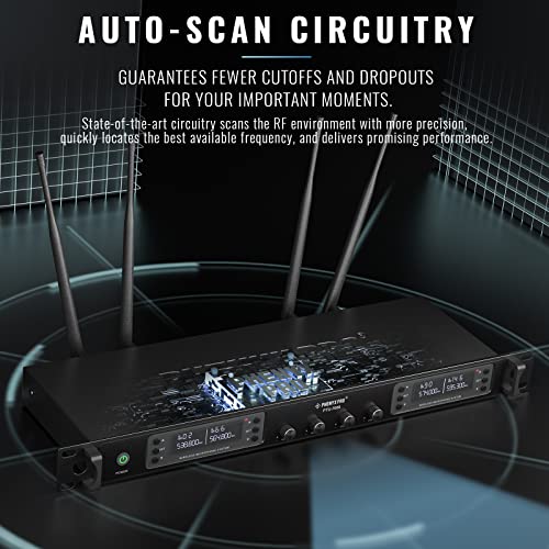 Quad Channel Wireless Microphone System with 4 Handheld Dynamic Microphone I81870