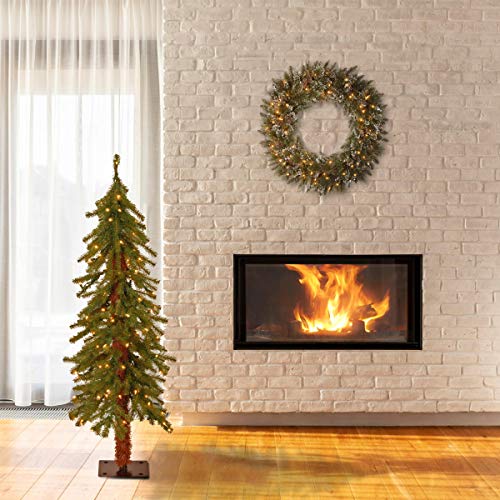 Green 5 ft Artificial Christmas Tree with Pre-Strung White Lights and Stand Q8773